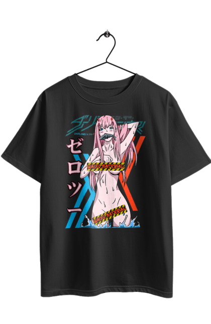 Футболка оверсайз з принтом "Коханий у Франксі Zero Two". Anime, manga, zero two, аніме, зеро ту, коханий у франксі, манга, милий у франксі, нуль два. 2070702