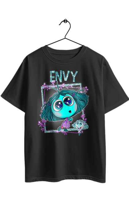 Футболка оверсайз с принтом Головоломка Зависть. Envy, inside out, pixar, головоломка, зависть, мультфильм, эмоции. 2070702