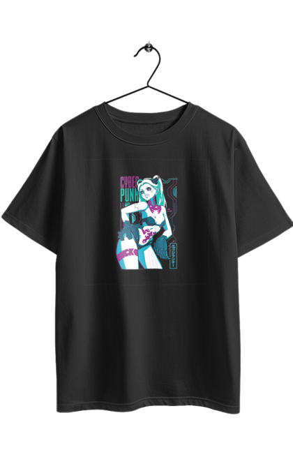 Футболка оверсайз з принтом "Кіберпанк: Ті, що біжать по краю Ребекка". Cd проект, cyberpunk, edgerunners, netflix, rebecca, аніме, відеогра, гра, кіберпанк, ребекка. 2070702