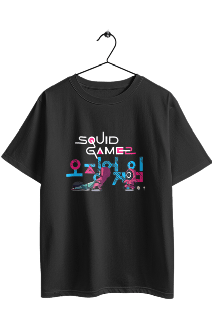 Футболка оверсайз с принтом Игра в кальмара. Netflix, squid game, игра в кальмара, нетфликс, охранник, сериал. 2070702