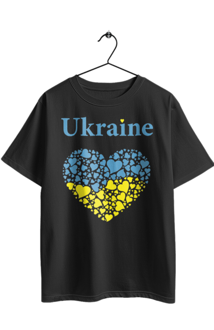 Футболка оверсайз з принтом "Ukraine Heart". Прапор, серце, україна. 2070702