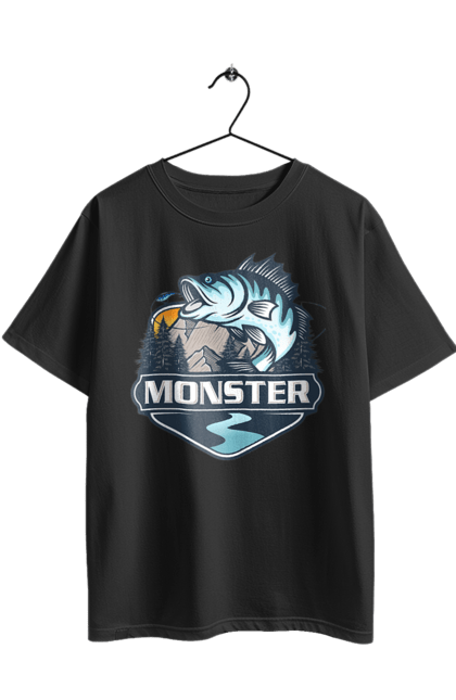 Футболка оверсайз з принтом "Рибалка". Монстер, рибак, рибалка, хоббі. 2070702