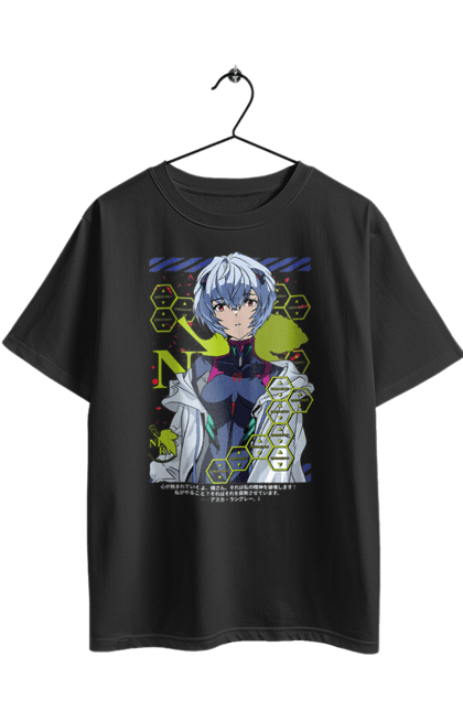 Футболка оверсайз з принтом "Євангеліон Рей". Аніме, аянамі, єва, єва 00, євангеліон, манга, меха, рей, синдзі. 2070702