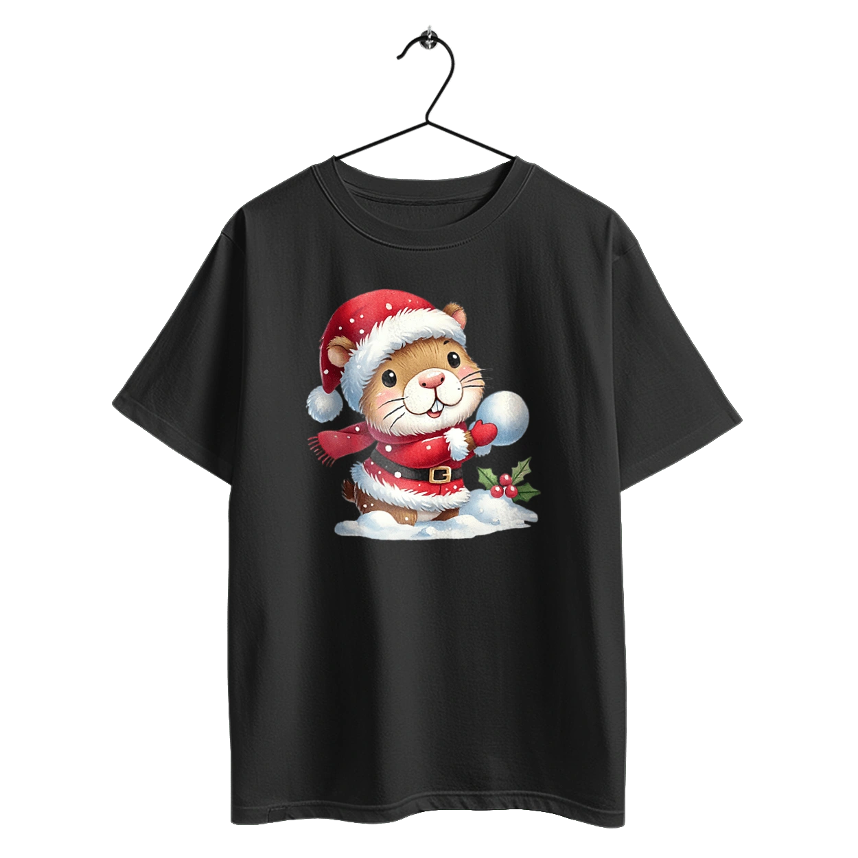 Capybara playing snowballs