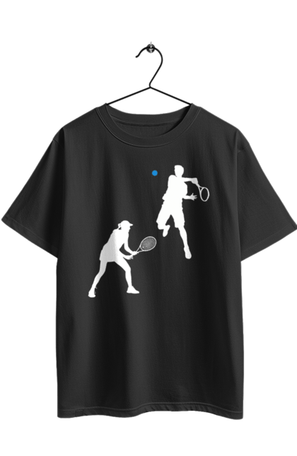 Футболка оверсайз з принтом "Теніс". Великий теніс, гравці, грунт, м`яч, призовий фонд, ракетка, спонсор, турнір на ґрунті, турнірна сітка, хард. 2070702