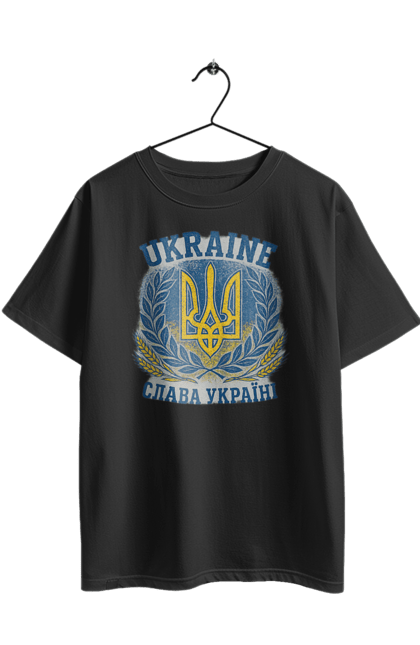 Футболка оверсайз з принтом "Слава Україні". Герб україни, героям слава, жовто блакитний, патріотичні, прапор україни, слава україні, тризуб, україна, українська символіка, українські. 2070702