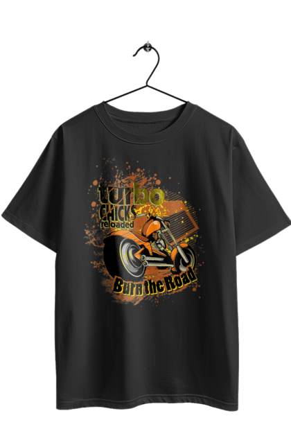 Футболка оверсайз з принтом "Мопед Турбо". Їзда, мопед, швидкість. 2070702