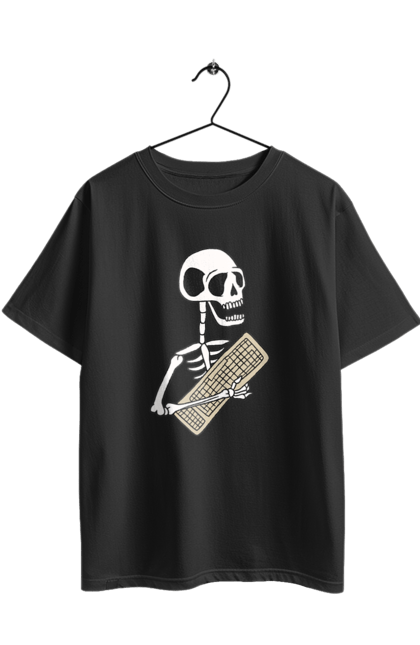 Футболка оверсайз з принтом "Вічний кодер". Ай ті, айтішник, бінарний, код, програміст, розробник, хакер. 2070702