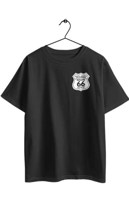 Футболка оверсайз з принтом "Route 66". Байк, байкер, байкер клуб, брат, брати, брутал, гарячий асфальт, гарячий кінь, гарячий стрижень, дорога 50, дорога 66, дорога 80, дороги америки, дороги україни, жага швидкості, клуб байкерів, мотоцикл, мотоцикліст, справжній чоловік, чувак, швидкість. 2070702