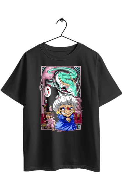 Футболка оверсайз з принтом "Віднесені привидами". Chihiro, haku, spirited away, studio ghibli, безликий, віднесені привидами, гіблі, дракон, хаку, чіхіро. 2070702