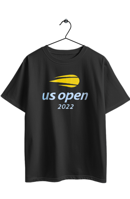 Футболка оверсайз з принтом "Тенісний турнір US Open 2022". Великий теніс, відкритий чемпіонат, гравці, м`яч, нью йорк, призовий фонд, ракетка, спонсор, хард, чемпіонат америки. 2070702