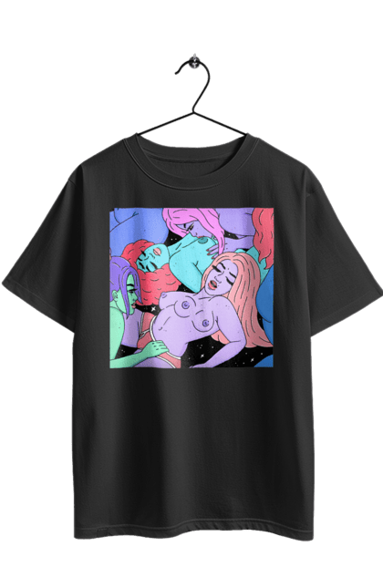 Футболка оверсайз з принтом "Дівчата Інопланетянки". Дівчата, інопланетянки, космос, різнокольорові. 2070702