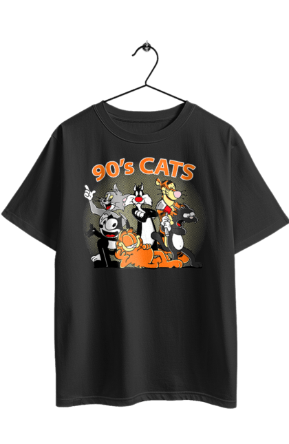 Oversized t-shirt with prints 90s Cats Cartoons. Animated series, cartoon, cat, cats, garfield, tom. 2070702