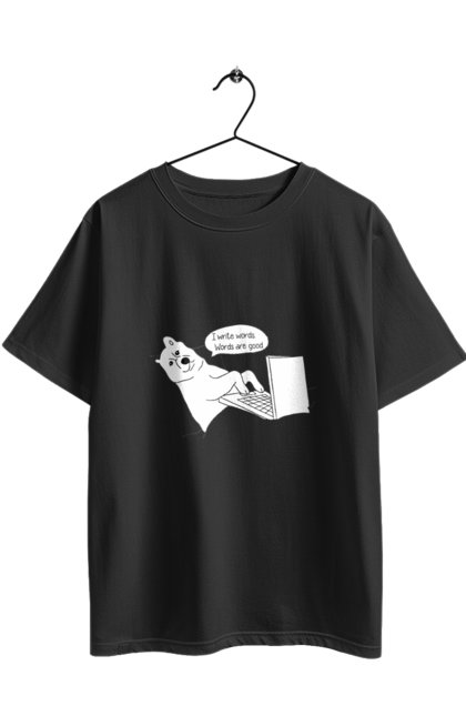 Футболка оверсайз з принтом "Собака програміст". Angular, c, css, html, it, javascript, jquery, php, python, react, svelt, vue, айтишник, айті, гумор, код, кодувати, прогер, програміст, програмісти, ти ж, ти ж програміст, тиж програміст. 2070702