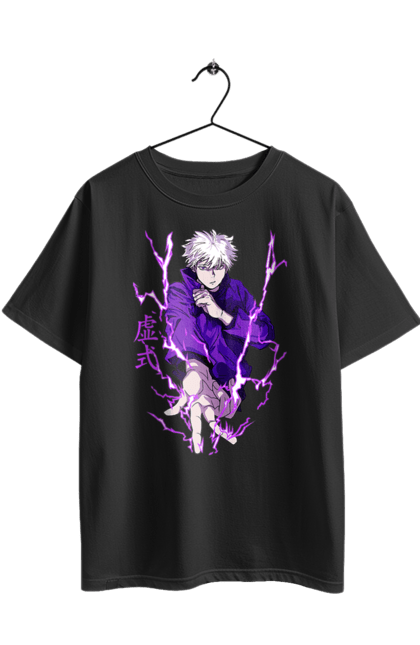 Футболка оверсайз з принтом "Магічна битва Годжо". Anime, gojo, jujutsu kaisen, manga, аніме, годжо, магічна битва, манга, містика, темне фентезі. 2070702