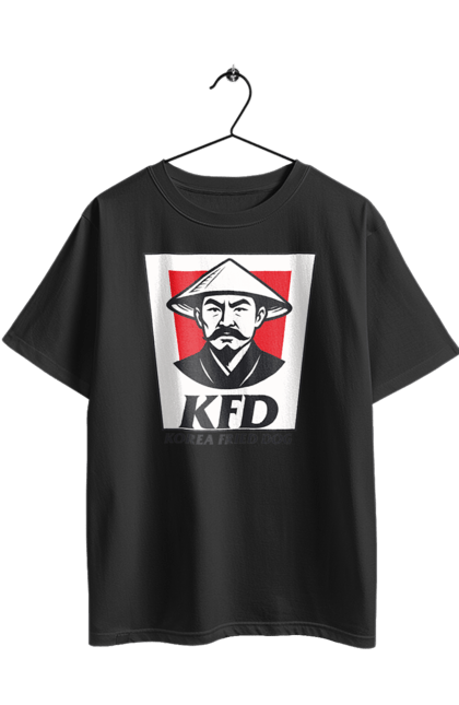 Футболка оверсайз з принтом "Korea Fried Dog". Бренди, гумор, жартівливі, кфц, літні, прикольні, смішні, фаст-фуд. 2070702