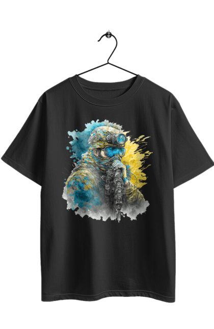 Футболка оверсайз з принтом "Снайпер ЗСУ". Армія, зсу, прапор україни, символи україни, снайпер, солдат, україна. 2070702