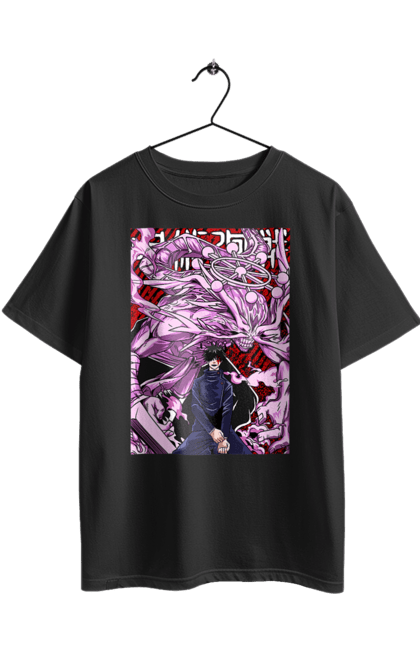 Oversized t-shirt with prints Jujutsu Kaisen Megumi. Anime, dark fantasy, fushiguro, fushiguro megumi, jujutsu kaisen, magic battle, manga, megumi, mystic. 2070702