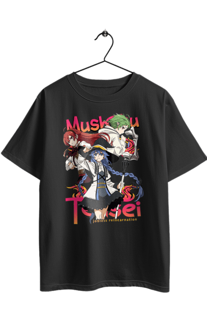 Oversized t-shirt with prints Mushoku Tensei. Anime, eris, jobless reincarnation, mushoku tensei, roxy, sylphiette. 2070702