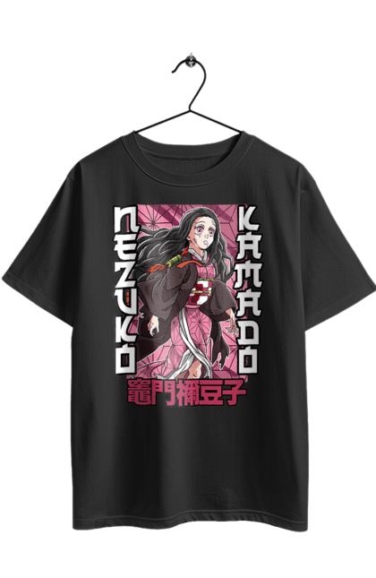 Oversized t-shirt with prints Demon Slayer Nezuko. Anime, demon slayer, kimetsu no yaiba, manga, nezuko, serial. 2070702