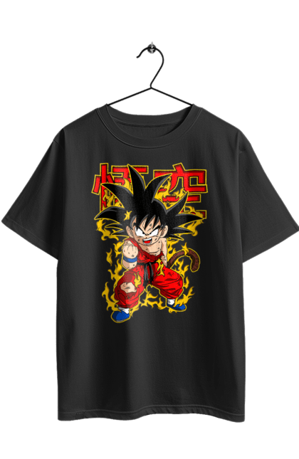 Oversized t-shirt with prints Dragon Ball Son Goku. Anime, dragon ball, goku, manga, son goku, tv series. 2070702