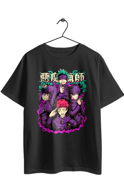 Футболка оверсайз з принтом "Магічна битва". Anime, jujutsu kaisen, manga, аніме, ітадорі, магічна битва, манга, містика, сукуна, темне фентезі. 2070702