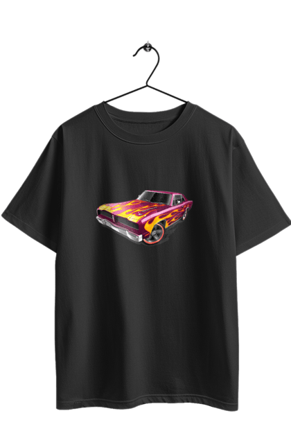 Футболка оверсайз з принтом "Кастом автомобіль". Авто, автомобіль, аерографія, вогонь, кастом, машина, полум я, тюнінг. 2070702