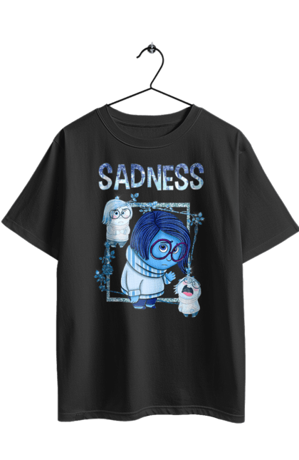 Футболка оверсайз с принтом Головоломка Грусть. Inside out, pixar, sadness, головоломка, мультфильм, печаль, эмоции. 2070702