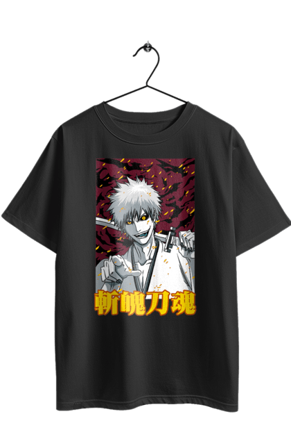 Футболка оверсайз з принтом "Бліч Куросакі Ічіґо". Anime, bleach, ichigo kurosaki, manga, аніме, бліч, ічіго, куросакі ічіґо, манга. 2070702