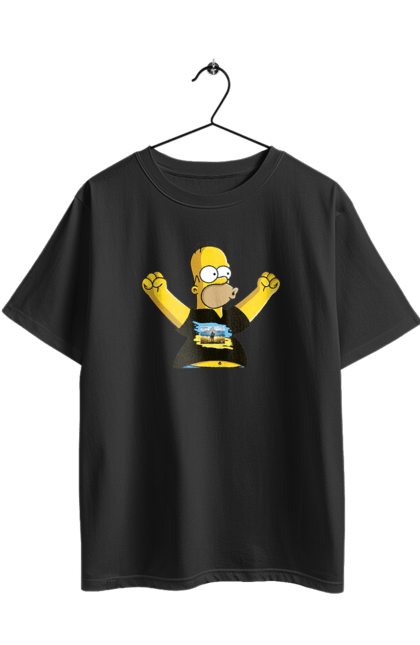 Футболка оверсайз з принтом "Сімпсон та російський корабель". Війна, гомер, гомер сімпсон, марка корабель, патріот, перемога, російський корабель, сімпсон, україна. 2070702