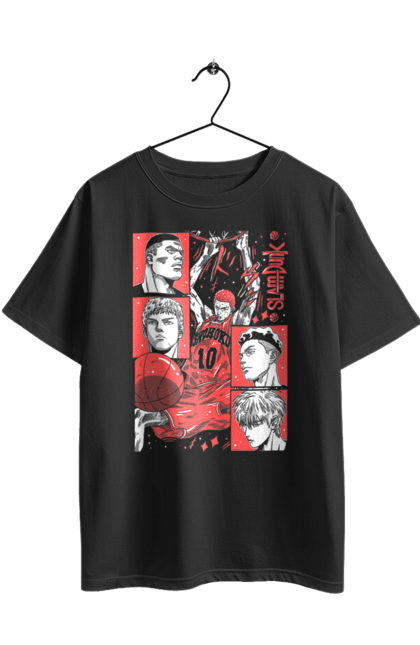 Футболка оверсайз з принтом "Слем данк". Slam dunk, аніме, баскетбол, комедія, манга, слем-данк, спокон, спортивне аніме, сьонен, школа. 2070702