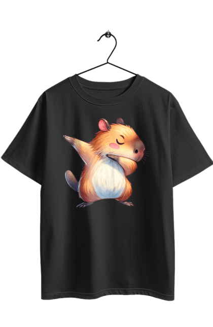 Футболка оверсайз з принтом "Капібара". Capybara, водосвинка, гризун, капібара, тварина. 2070702