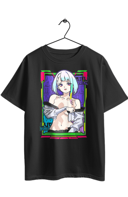 Футболка оверсайз з принтом "Кіберпанк: Ті, що біжать по краю Люсі". Cd проект, cyberpunk, edgerunners, lucy, netflix, аніме, відеогра, гра, кіберпанк, люсі. 2070702