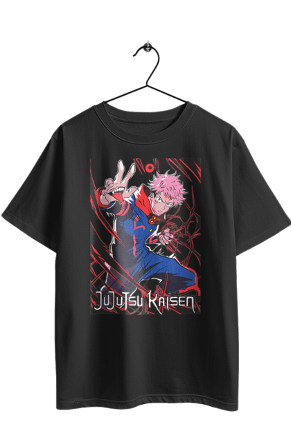 Футболка оверсайз з принтом "Магічна битва". Anime, jujutsu kaisen, manga, аніме, ітадорі, магічна битва, манга, містика, сукуна, темне фентезі. 2070702