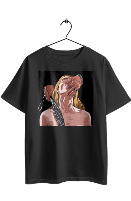 Футболка оверсайз з принтом "Дівчина У Полоні Чоловіка З Батогами". Батіг, пристрасть, смоктати. 2070702