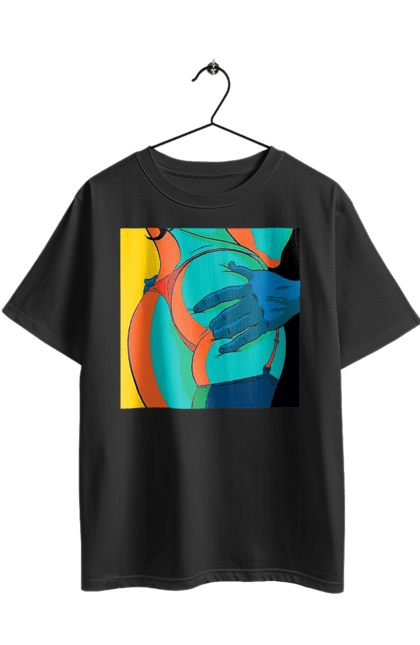 Футболка оверсайз з принтом "Жіноча Попа В Чоловічих Руках". Гола, жопа, ляпас. 2070702