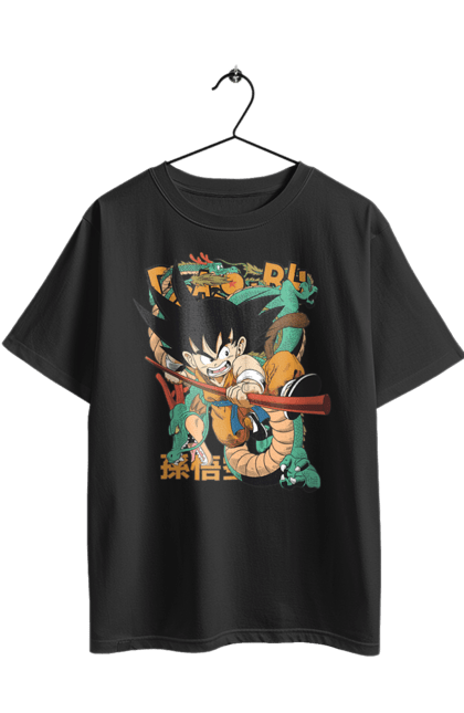 Oversized t-shirt with prints Dragon Ball Son Goku. Anime, dragon ball, goku, manga, son goku, tv series. 2070702