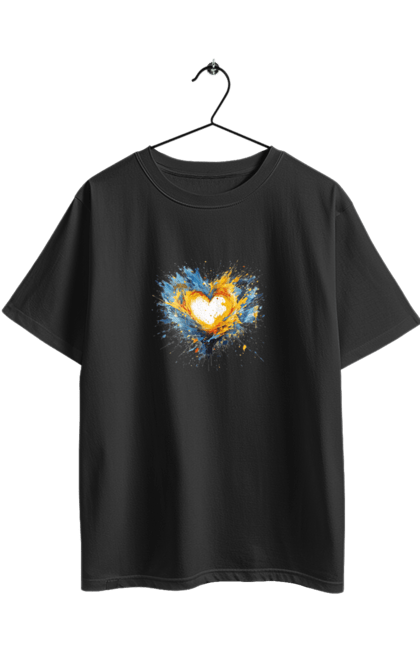 Футболка оверсайз з принтом "Серце патріота". Патріотичне, прапор україни, серце, україна, українська символіка, українське. 2070702