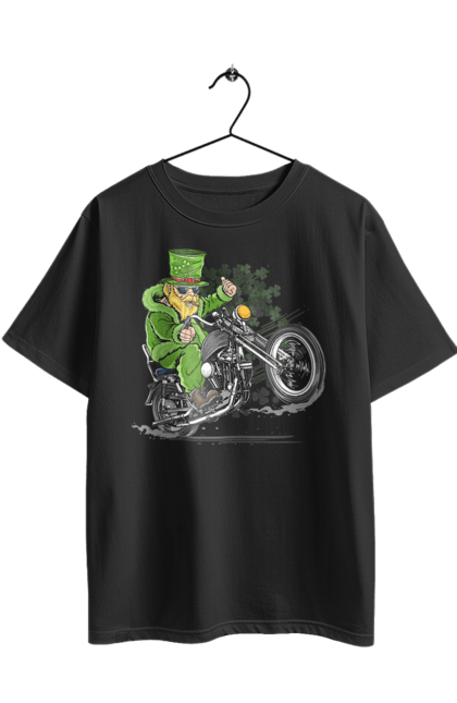 Футболка оверсайз з принтом "Патрік На Мотоциклі". Мотоцикл, патрик, свято. 2070702
