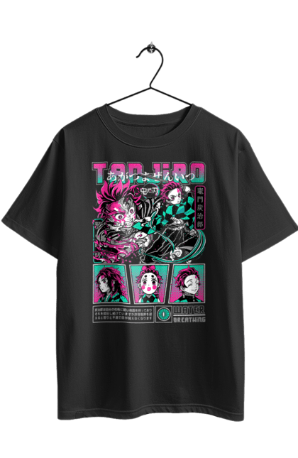 Футболка оверсайз з принтом "Винищувач Демонів Танджіро". Demon slayer, kamado tanjiro, kimetsu no yaiba, аніме, винищувач демонів, манга, танджіро, танджіро камадо. 2070702