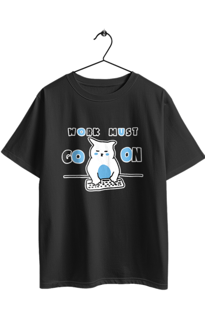 Футболка оверсайз з принтом "Робота не вовк". Айті, кіт, коти, котики, робота. 2070702