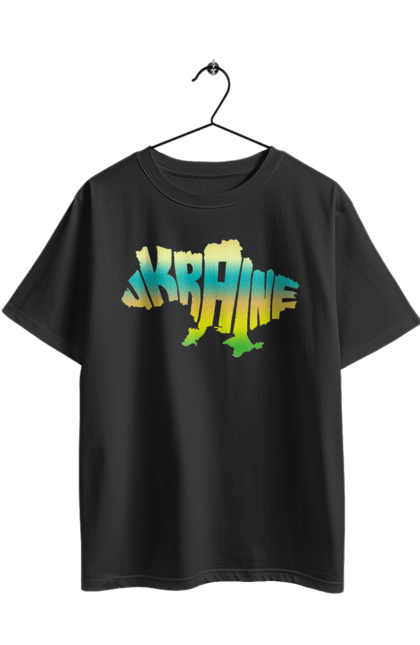 Футболка оверсайз з принтом "Україна силует кольоровий". Карта україни, люблю україну, силует україни, символ україни, україна, українська символіка. 2070702