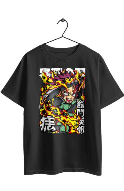 Футболка оверсайз з принтом "Винищувач Демонів Танджіро". Demon slayer, kamado tanjiro, kimetsu no yaiba, аніме, винищувач демонів, манга, танджіро, танджіро камадо. 2070702