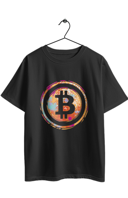 Футболка оверсайз з принтом "Біткоїн". Биткоин, бінарний, біткоїн, біткойн, валюта, гроші, крипто, програміст, хакер. 2070702