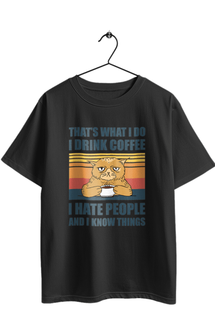 Футболка оверсайз з принтом "Невдоволений кіт". Angular, c, css, html, it, javascript, jquery, php, python, react, svelt, vue, айтишник, айті, гумор, код, кодувати, прогер, програміст, програмісти, ти ж, ти ж програміст, тиж програміст. 2070702