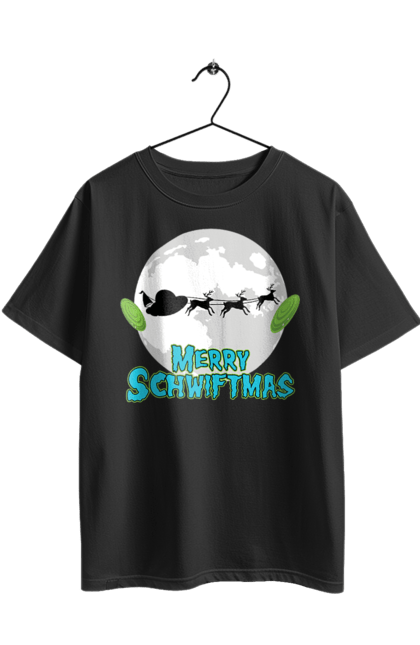 Футболка оверсайз з принтом "Рік та Морті Веселого Різдва!". Merry christmas, rick and morty, мультфільм, наукова фантастика, пригоди, різдво, рік, рік і морті, санта клаус, чорний гумор. 2070702