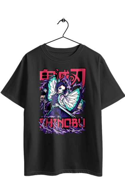 Футболка оверсайз з принтом "Винищувач Демонів Шинобу". Anime, demon slayer, kimetsu no yaiba, manga, shinobu, аніме, винищувач демонів, манга, серіал, шинобу. 2070702