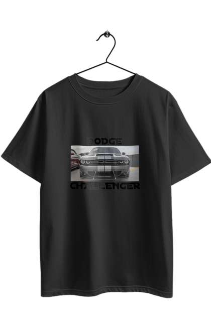 Футболка оверсайз з принтом "Додж челенджер". Автомобіль, американська легенда, додж челенджер, культове авто, масл кар, потужний автомобіль. 2070702