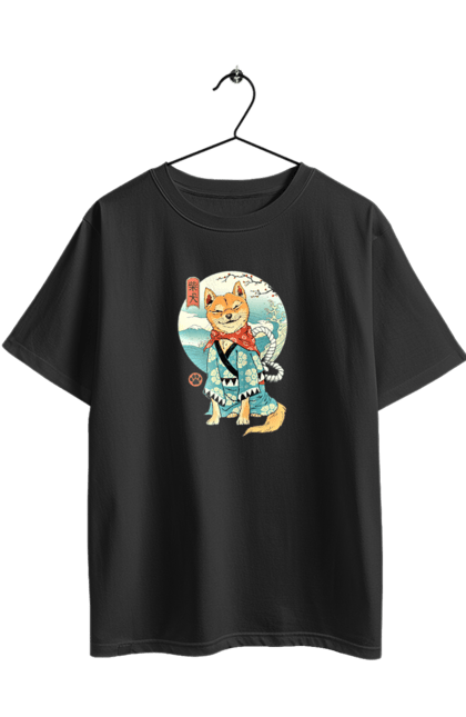 Футболка оверсайз с принтом Сиба ину. Песик, сиба-ину, собака, собачнику, шиба, шиба ину, япония. 2070702