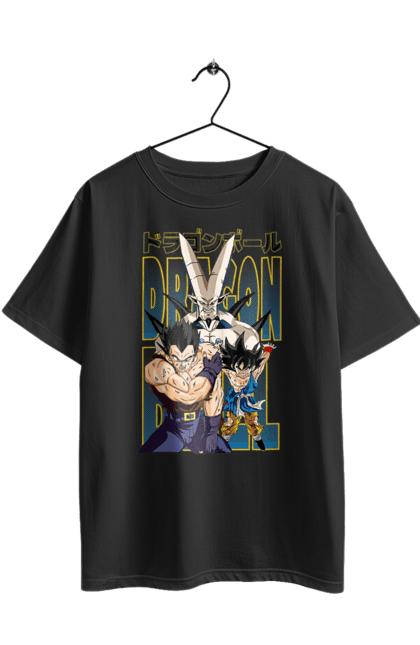 Oversized t-shirt with prints Dragon Ball. Anime, dragon ball, goku, manga, tv series, vegeta. 2070702